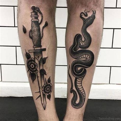 Unique Snake Tattoo Designs for the Shin